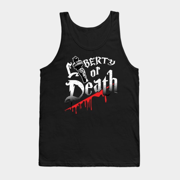 Liberty Or Death American America USA Patriotic Distressed Tank Top by Yassmina